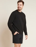 Boody Bamboo Mens Crew Pullover Sweater in Black Side View