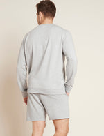Boody Bamboo Mens Crew Pullover Sweater in Light Grey Marl Back View