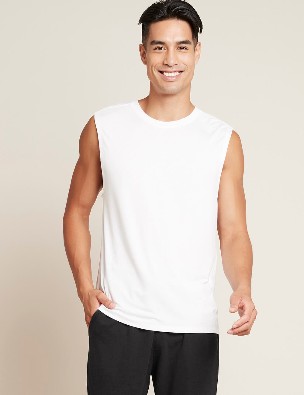 Boody Men's Active Muscle Tee in White Front