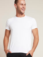 Boody Bamboo Mens Crew Neck Shirt in White Front View 2