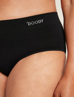 Boody Bamboo Midi Brief Full Coverage Womens Underwear in Black Close Up