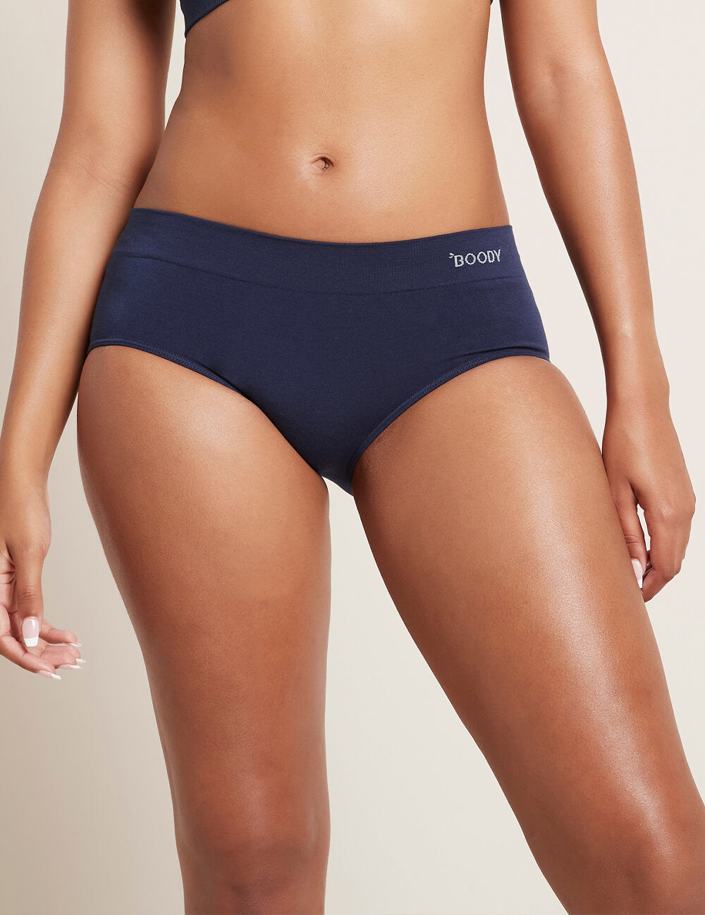 Boody Bamboo Midi Brief Full Coverage Womens Underwear in Navy Blue Front View