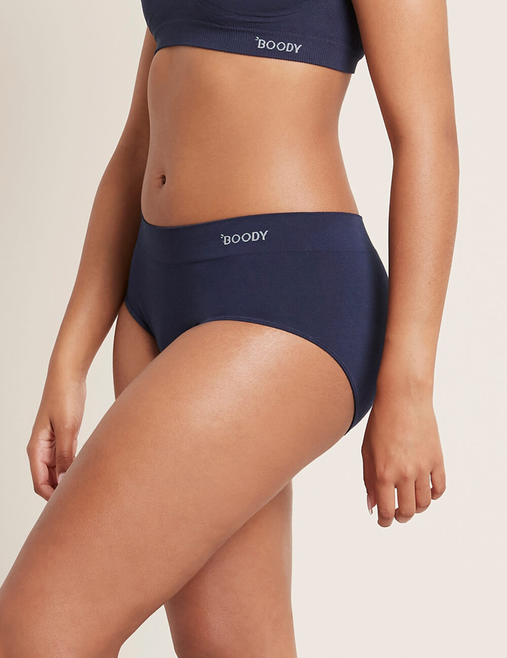 Boody Bamboo Midi Brief Full Coverage Womens Underwear in Navy Blue Side View