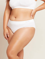 Boody Bamboo Midi Brief Full Coverage Womens Underwear in White Front View