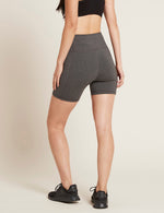 Boody Bamboo Active High-Waisted 5" Exercise Short with Pockets in Dark Grey Rear  View