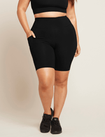 Boody Bamboo Active High-Waisted 8" Short with Pockets in Black Front View