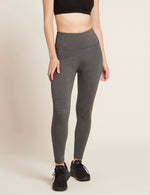 Boody Bamboo Organic Cotton Active Blended High-Waisted Full Leggings with Pocket in Dark Grey Front View