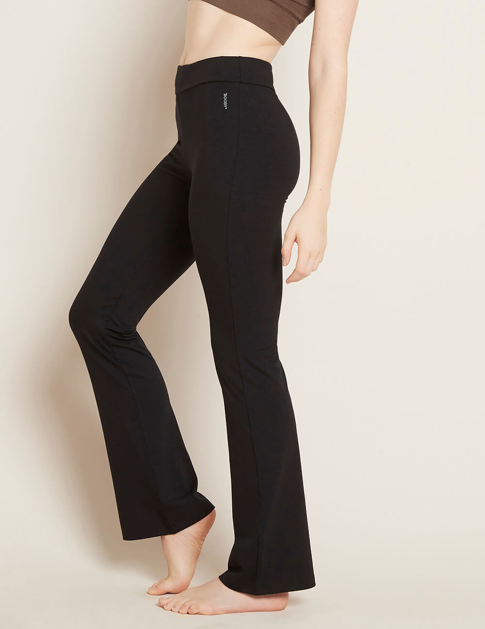 Boody Women's High Waist Flare Pant in Black Side