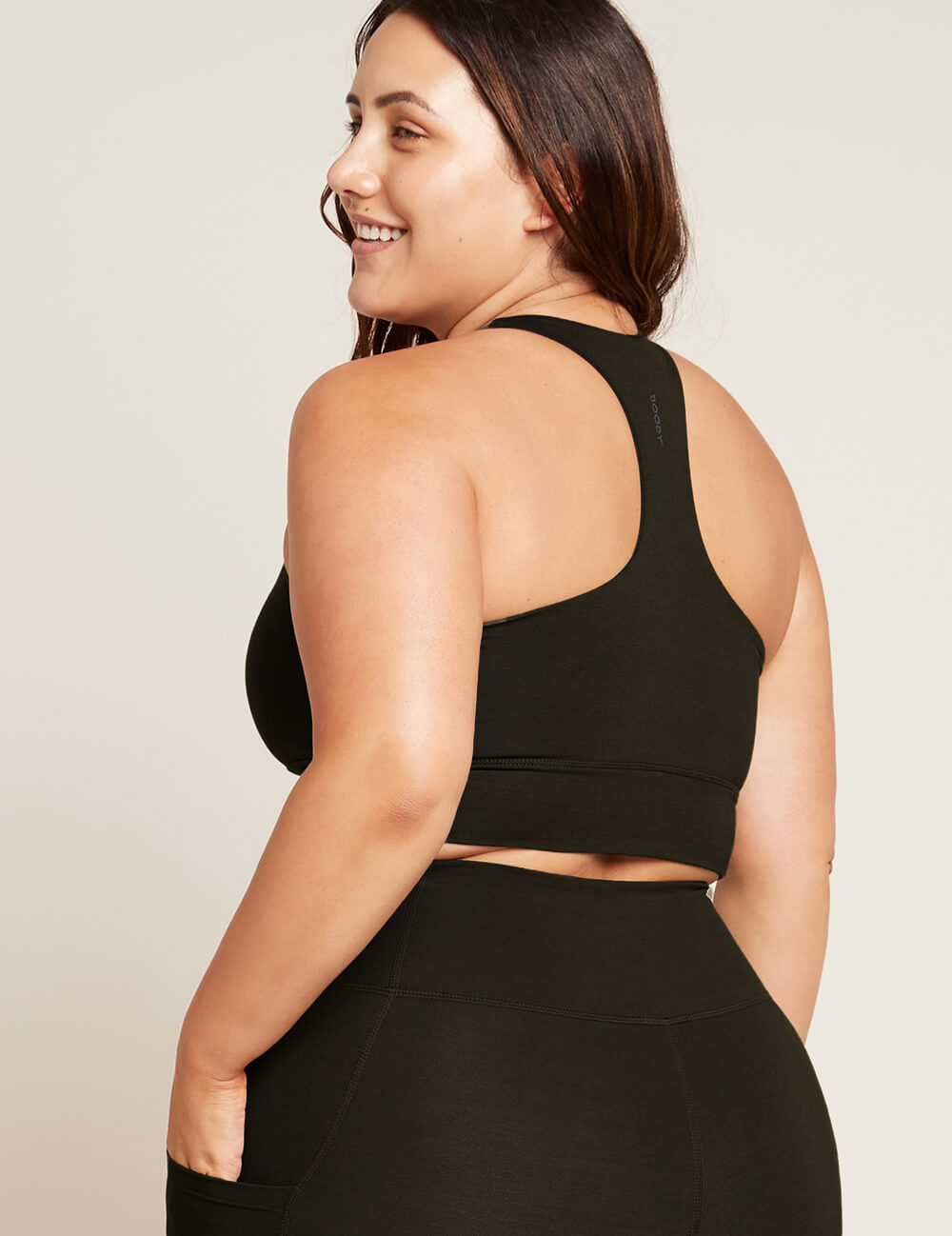 Boody Bamboo Active Longline Bra in Black Back View