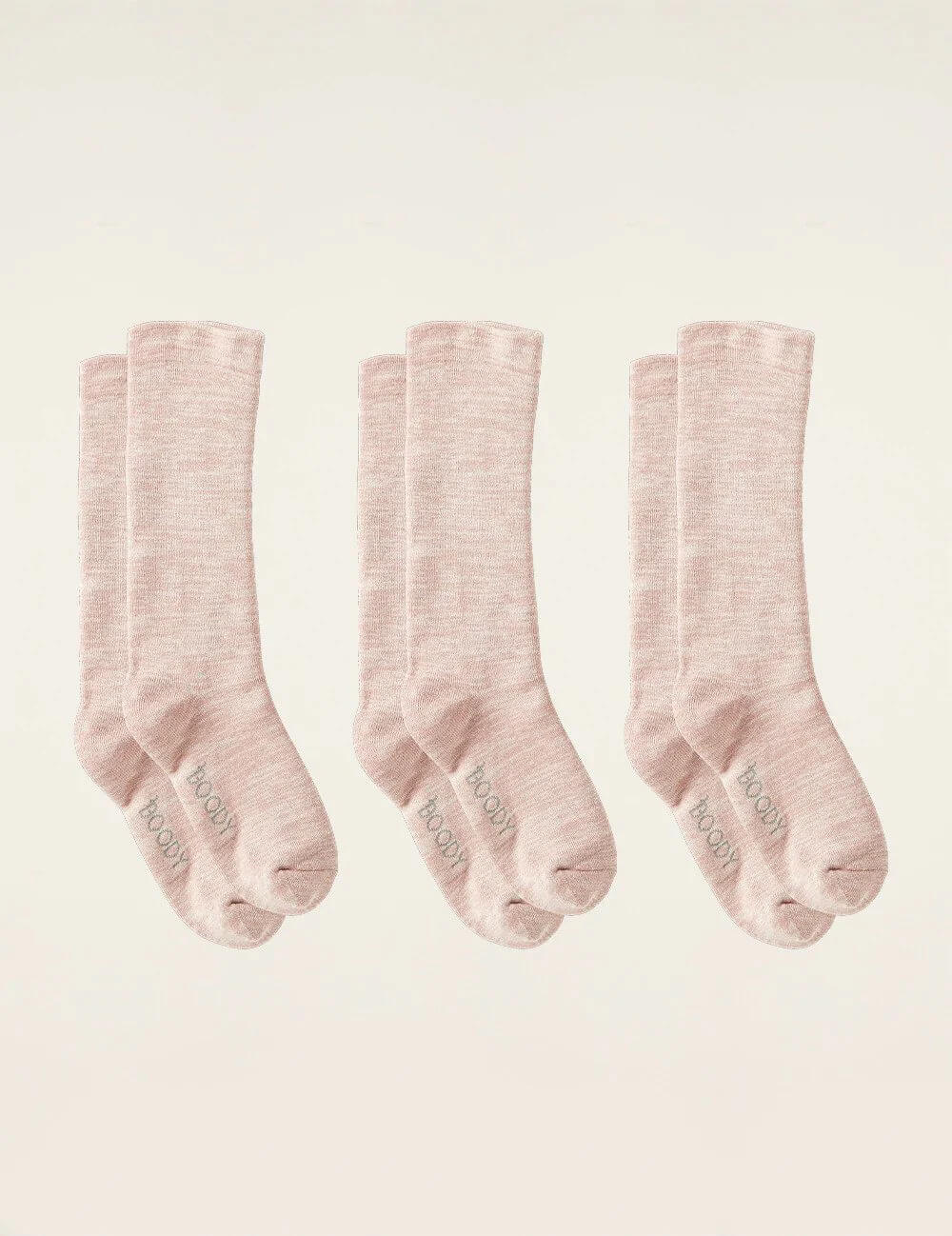 Boody Bamboo 3-pack of Women's Chunky Bed Socks in Dusty Pink