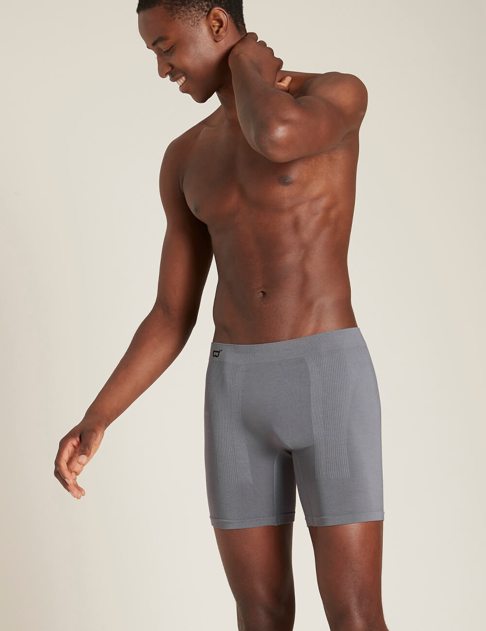 Boody Bamboo Mens Original Long Boxer in Charcoal Grey Front View 2