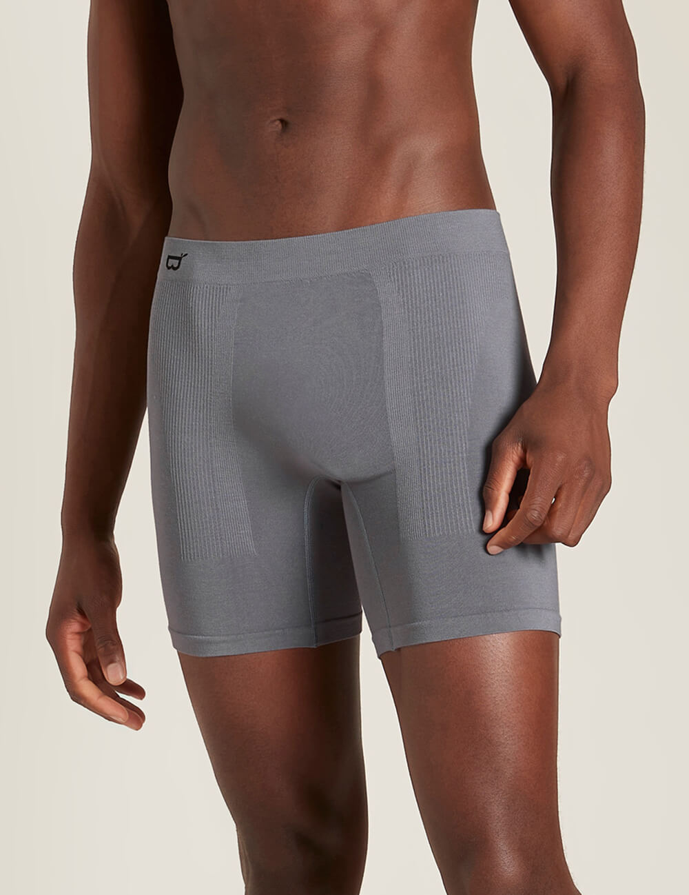 Boody Bamboo Mens Original Long Boxer in Charcoal Grey Front View