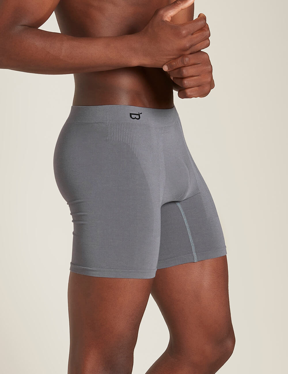 Boody Bamboo Mens Original Long Boxer in Charcoal Grey Side View 2