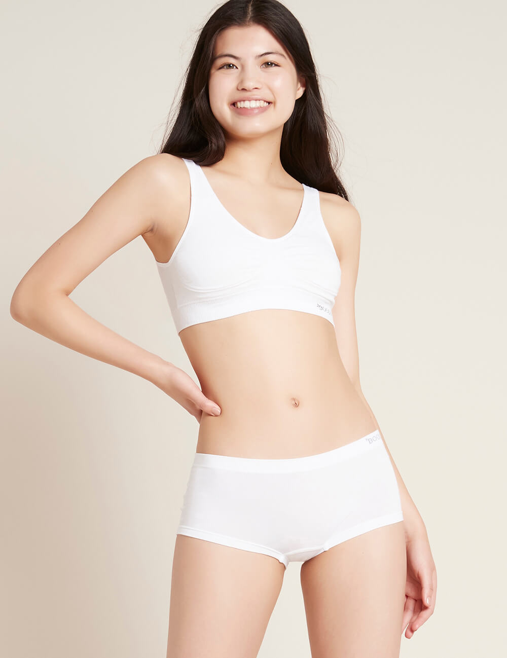 Boody Bamboo Padded Shaper Bra in White Front View