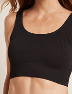 Boody Bamboo Viscose Ribbed Seamless Bra in Black Front Detail View