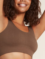 Boody Bamboo Viscose Ribbed Seamless Bra with matching panties in Nude 6 Front Detail View