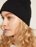Boody Ribbed Knit Beanie in Natural Black Side