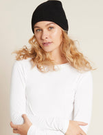 Boody Ribbed Knit Beanie in Natural Black Front