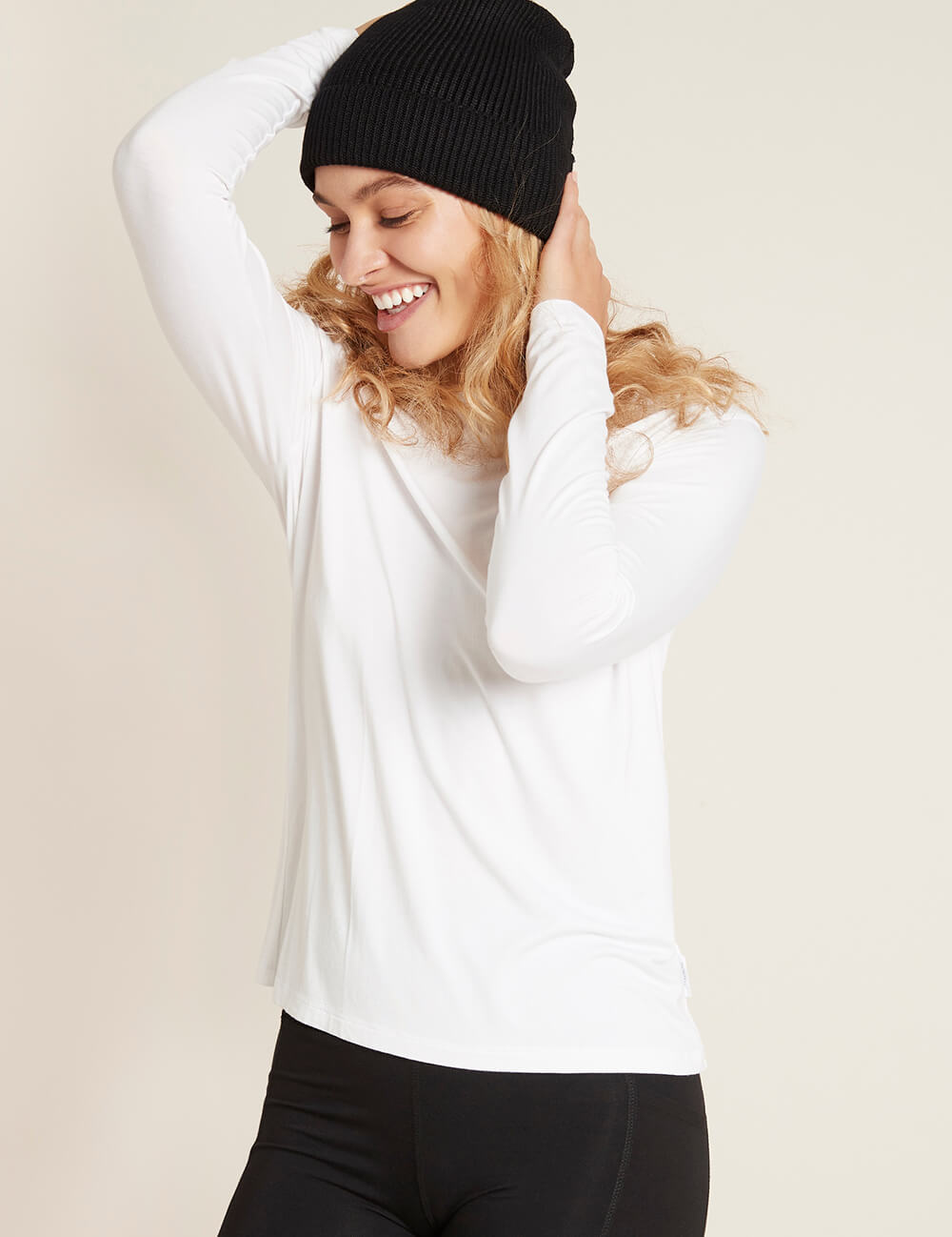 Boody Ribbed Knit Beanie in Natural Black Side 2