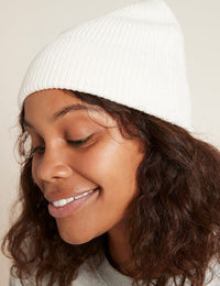 Boody Ribbed Knit Beanie in Natural White Side