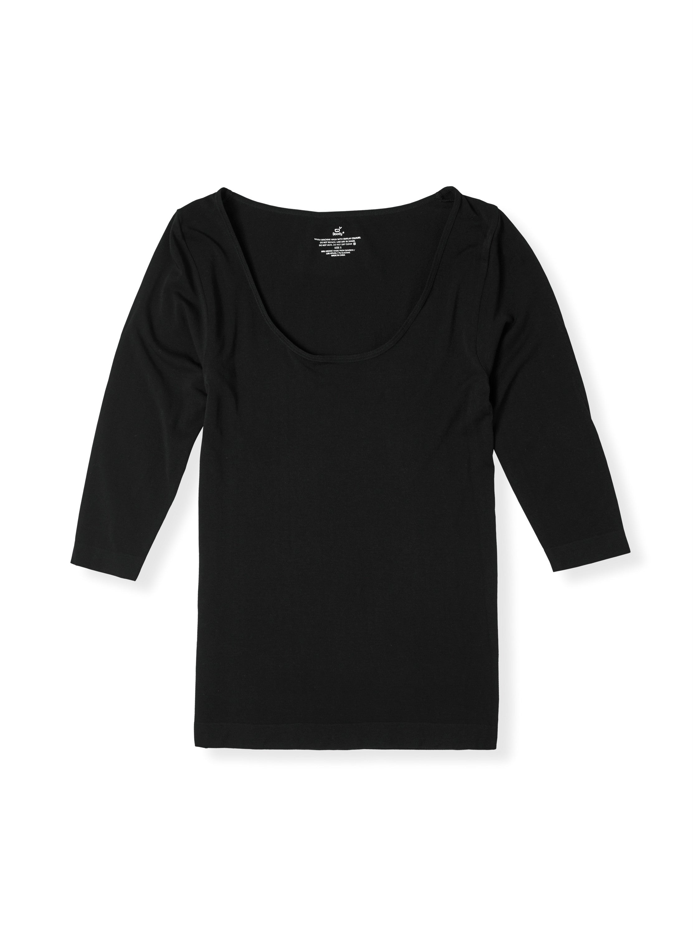 Boody Bamboo Womens Scoop Top in Black Flat Lay