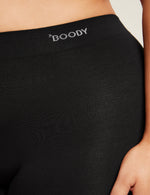 Boody women's Smoothing Short Anti Chafe Underwear in Black with Matching Bra Detail