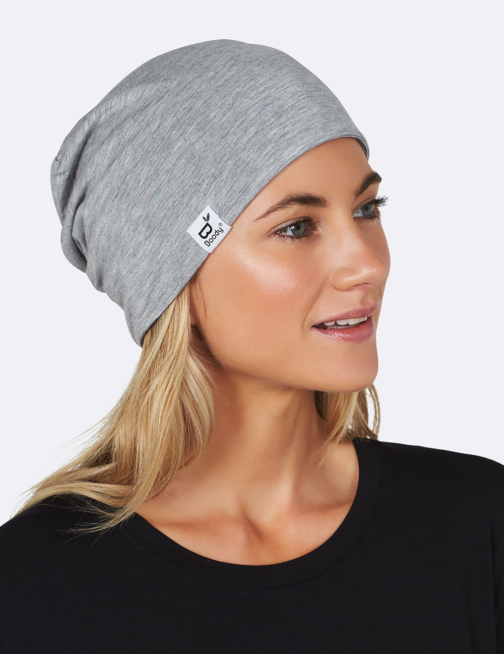 Boody Bamboo Beanie in Light Grey Front View