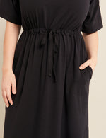 Boody Women's T-Shirt Tie Long Dress in Black Detail 2