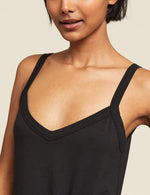 Boody Women's V-Neck Slip Dress in Black Detail
