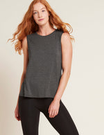 Boody Bamboo Womens Active Muscle Tank Sleeveless Exercise Tee in Dark Grey Front View