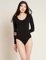 Boody Bamboo Women's Long Sleeve Bodysuit in Black Front View