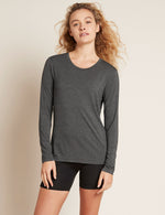 Boody Women's Long Sleeve Round Neck T-Shirt Dark Grey Front