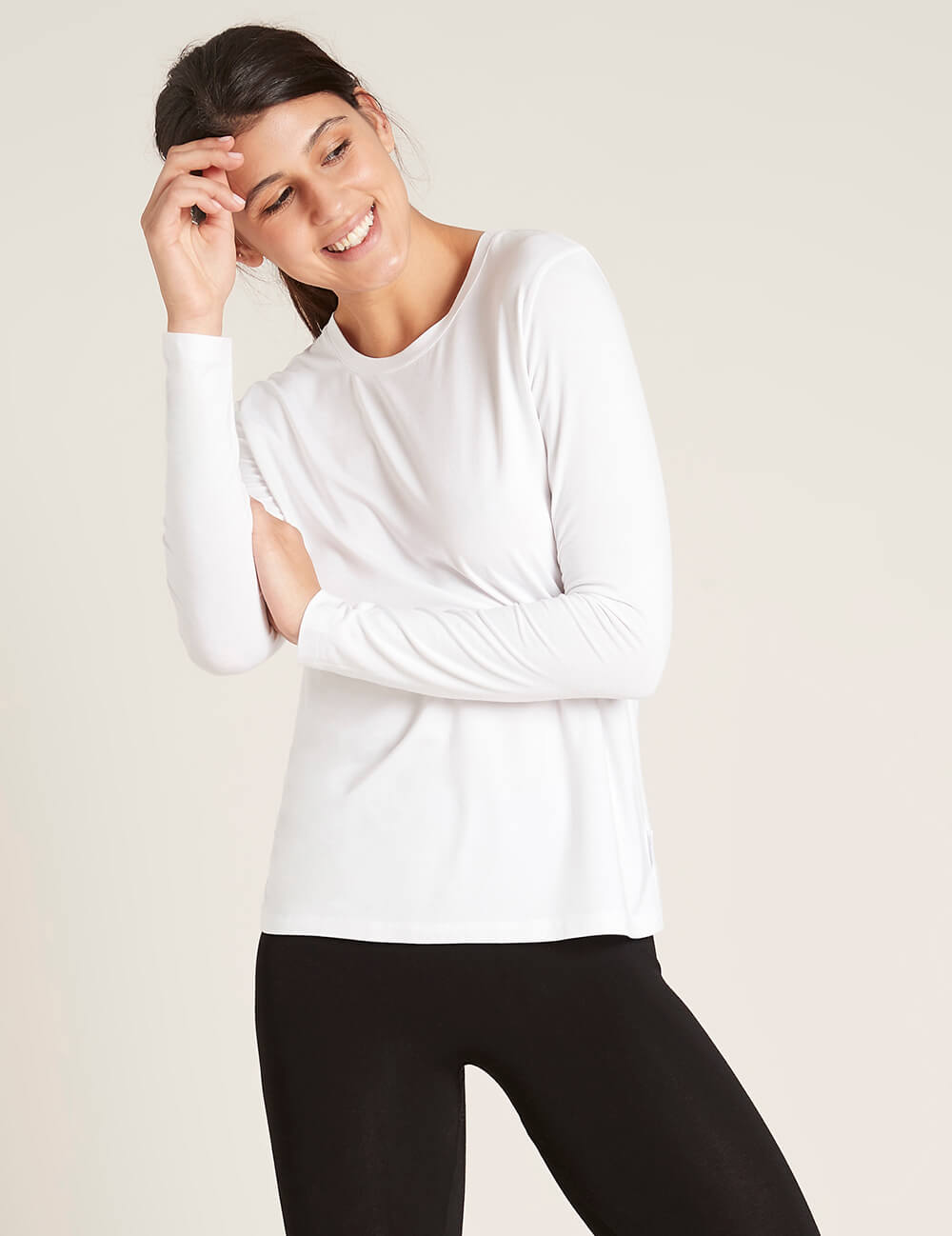 Boody Women's Long Sleeve Round Neck T-Shirt White Front 2