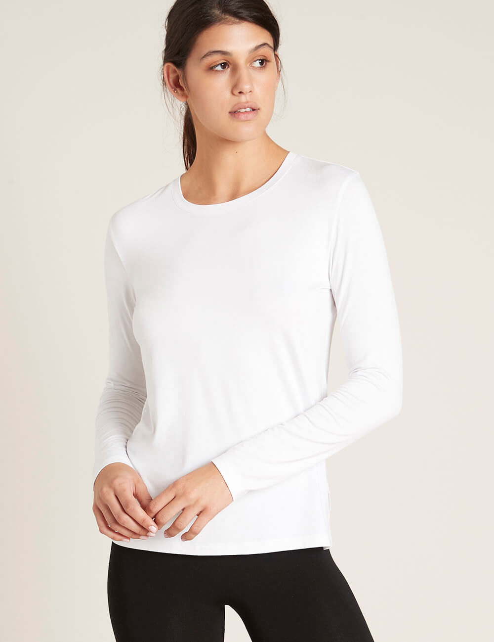Boody Women's Long Sleeve Round Neck T-Shirt White Front