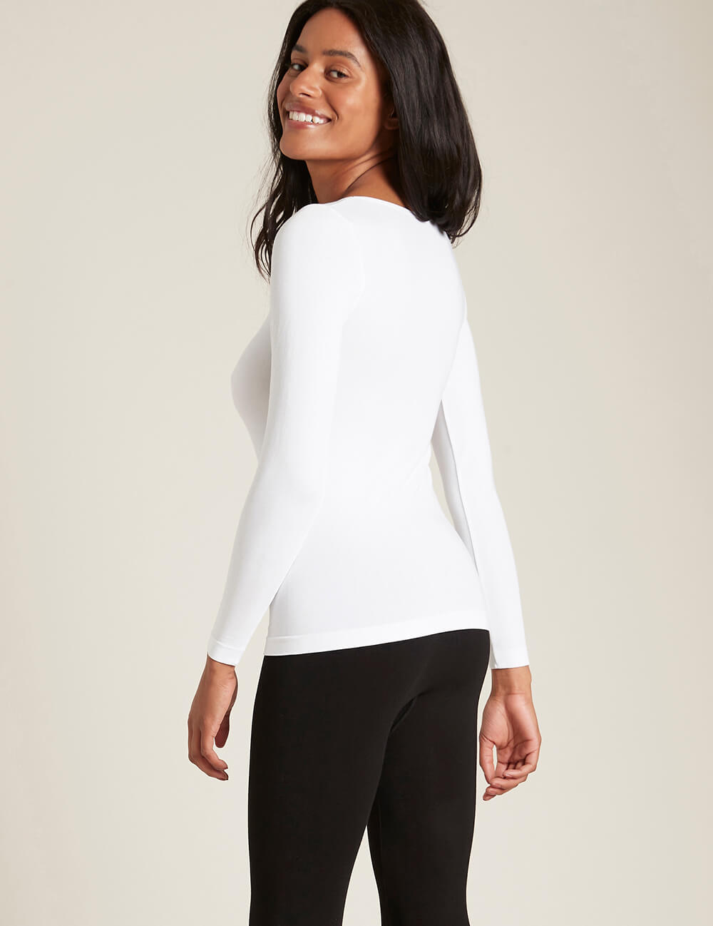 Boody Bamboo Women's Long Sleeve Top in White Back View