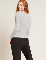 Boody Bamboo Women's Long Sleeve Top in Light Grey Back View