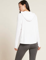 Boody Bamboo Active Long Sleeve Hooded T-Shirt in White Rear View