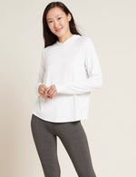 Boody Bamboo Active Long Sleeve Hooded T-Shirt in White Front View