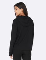Boody Bamboo Active Long Sleeve Hooded T-Shirt in Black Rear View