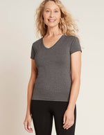 Boody Bamboo Women's V-Neck T-Shirt in Dark Grey Front View