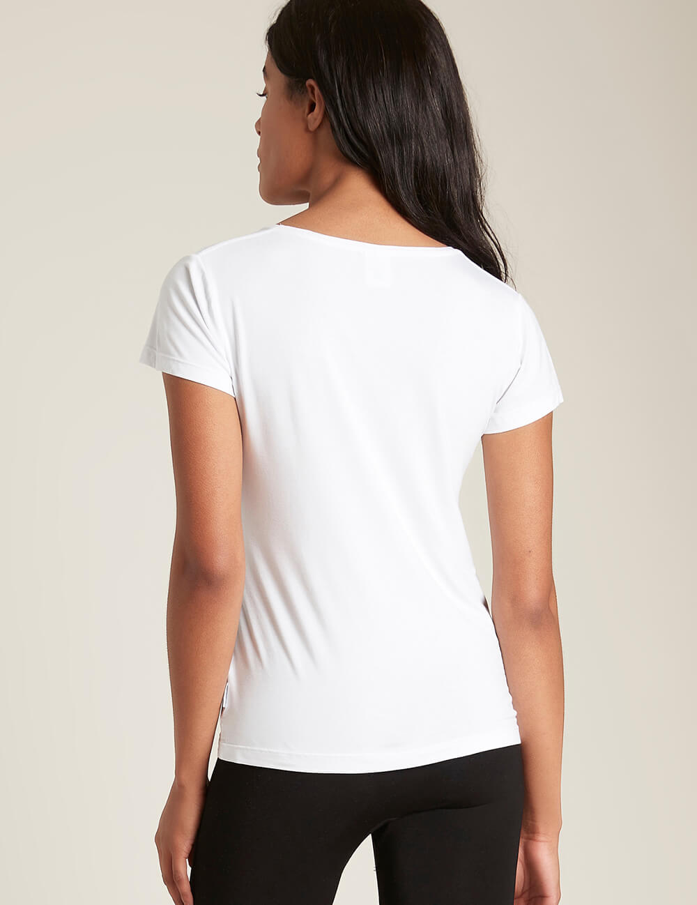Boody Bamboo Women's V-Neck T-Shirt in White Back View