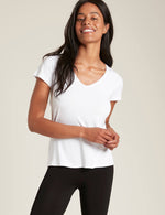 Boody Bamboo Women's V-Neck T-Shirt in White Front View